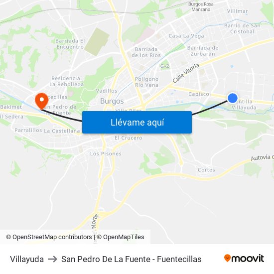 Villayuda to San Pedro De La Fuente - Fuentecillas map