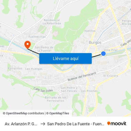 Av. Arlanzón P. Gasset to San Pedro De La Fuente - Fuentecillas map