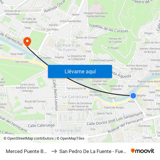 Merced Puente Besson to San Pedro De La Fuente - Fuentecillas map