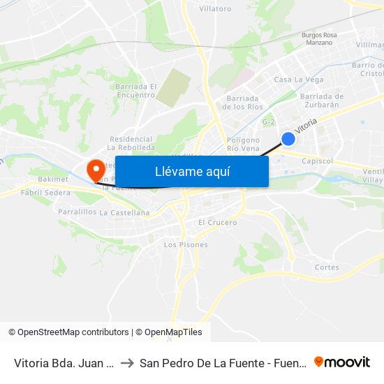 Vitoria Bda. Juan XXIII to San Pedro De La Fuente - Fuentecillas map