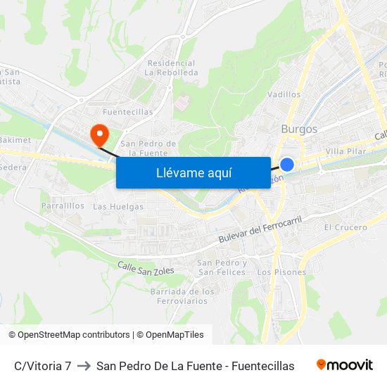 Vitoria 7 to San Pedro De La Fuente - Fuentecillas map