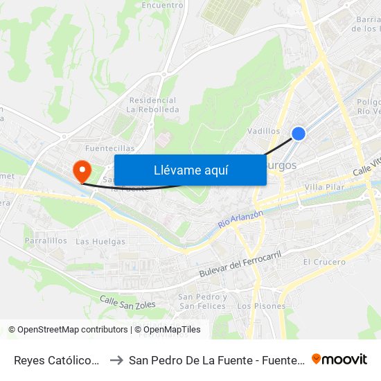 Reyes Católicos 33 to San Pedro De La Fuente - Fuentecillas map