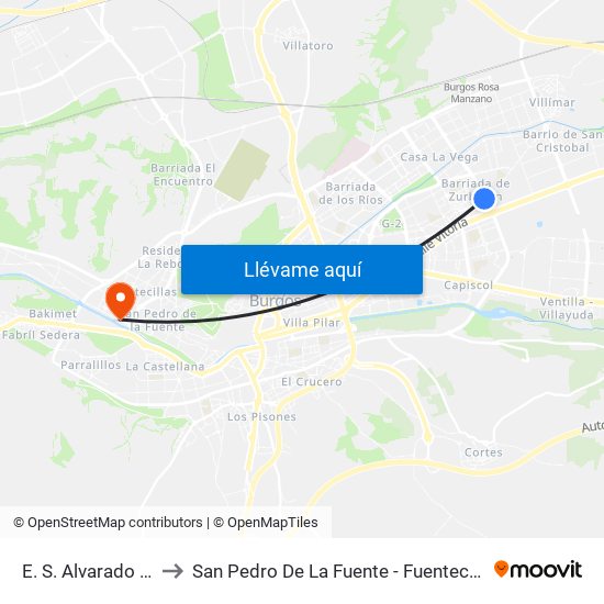 E. S. Alvarado 17 to San Pedro De La Fuente - Fuentecillas map