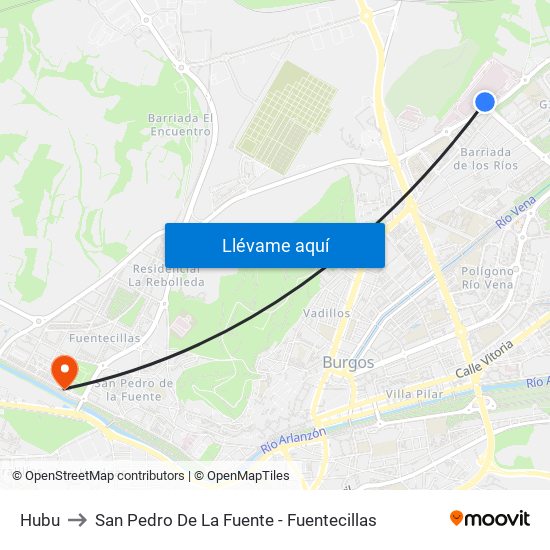 Hubu to San Pedro De La Fuente - Fuentecillas map