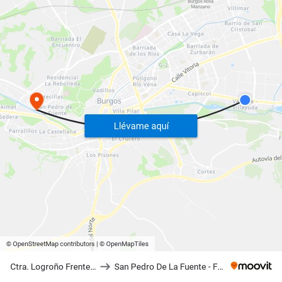 Ctra. Logroño Frente Ventilla to San Pedro De La Fuente - Fuentecillas map