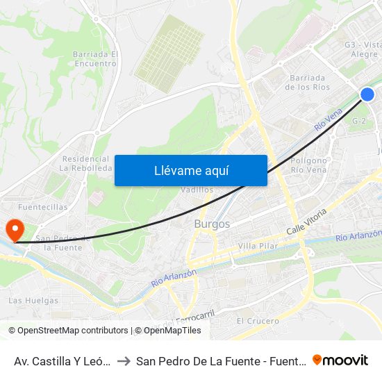 Av. Castilla Y León 56 to San Pedro De La Fuente - Fuentecillas map