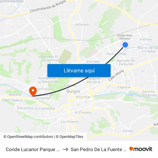 Conde Lucanor Parque Juan Pablo II to San Pedro De La Fuente - Fuentecillas map