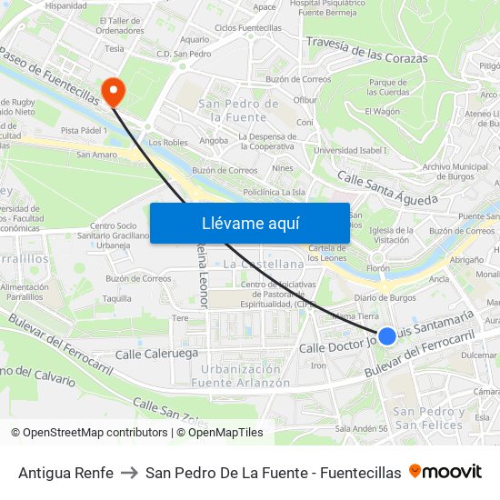 Antigua Renfe to San Pedro De La Fuente - Fuentecillas map