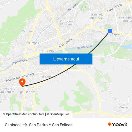 Capiscol to San Pedro Y San Felices map
