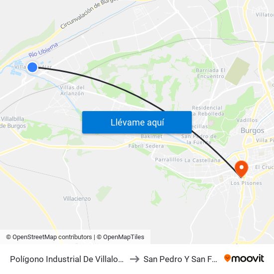 Polígono Industrial De Villalonquéjar to San Pedro Y San Felices map