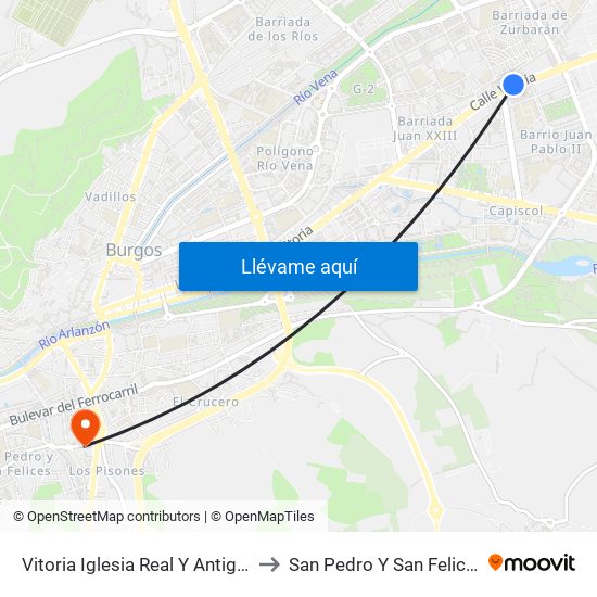 Vitoria Iglesia Real Y Antigua to San Pedro Y San Felices map