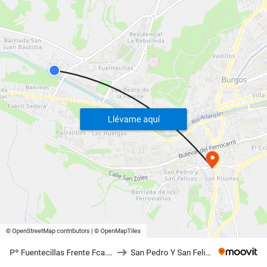 Pº Fuentecillas Frente Fca. M. to San Pedro Y San Felices map