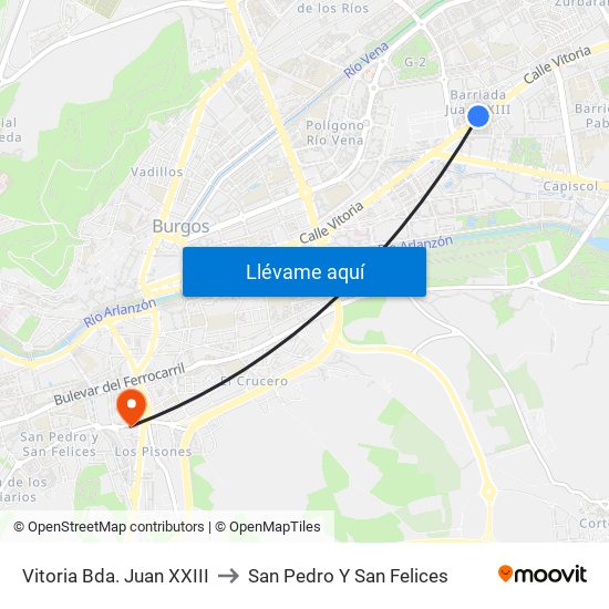 Vitoria Bda. Juan XXIII to San Pedro Y San Felices map