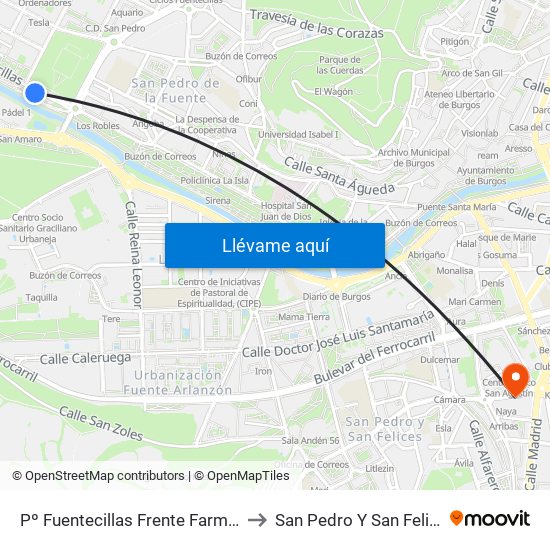 Pº Fuentecillas Frente Farmacia to San Pedro Y San Felices map
