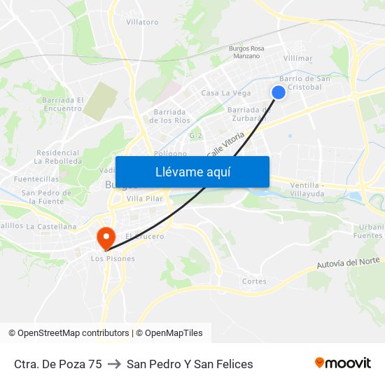 Ctra. De Poza 75 to San Pedro Y San Felices map