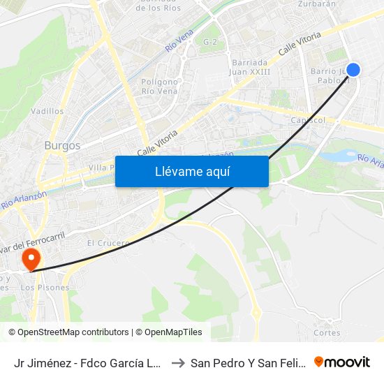 Jr Jiménez - Fdco García Lorca to San Pedro Y San Felices map