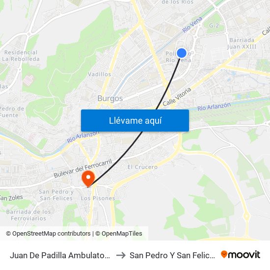 Juan De Padilla Ambulatorio to San Pedro Y San Felices map
