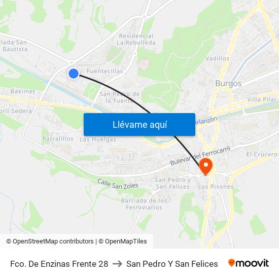 Fco. De Enzinas Frente 28 to San Pedro Y San Felices map