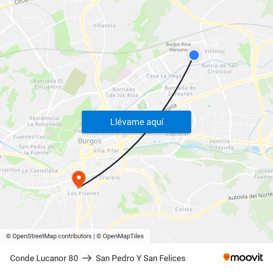 Conde Lucanor 80 to San Pedro Y San Felices map