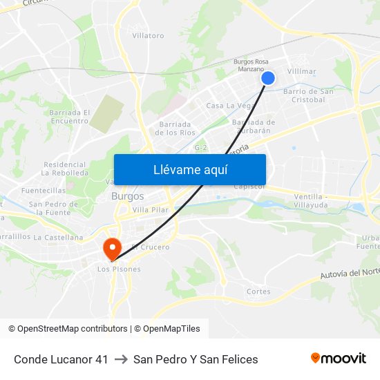 Conde Lucanor 41 to San Pedro Y San Felices map