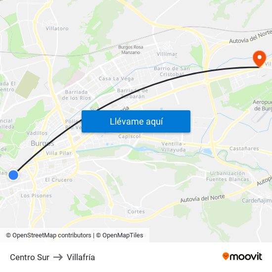 Centro Sur to Villafría map