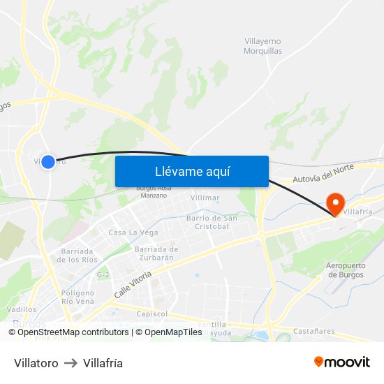 Villatoro to Villafría map