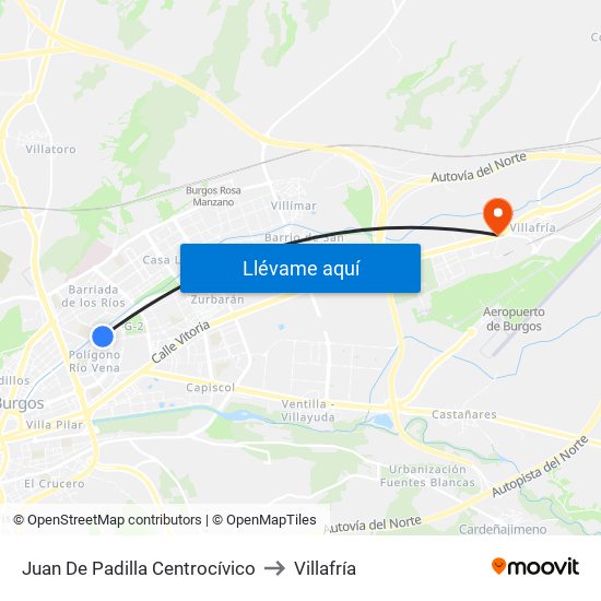 Juan De Padilla Centrocívico to Villafría map
