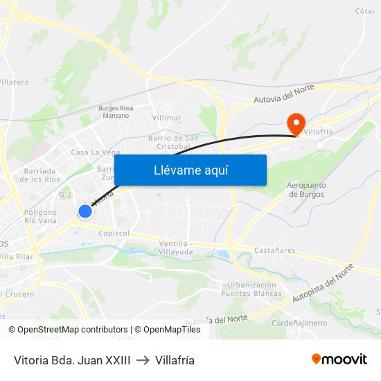 Vitoria Bda. Juan XXIII to Villafría map