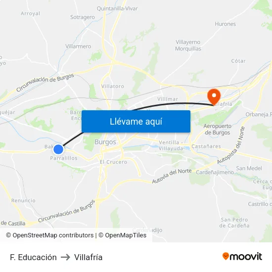 F. Educación to Villafría map