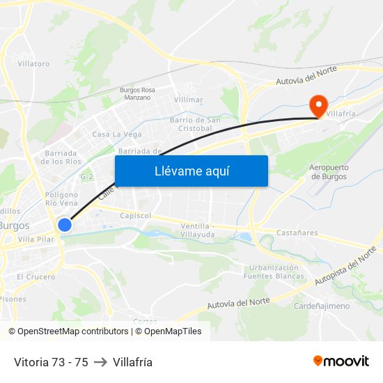 Vitoria 73 - 75 to Villafría map