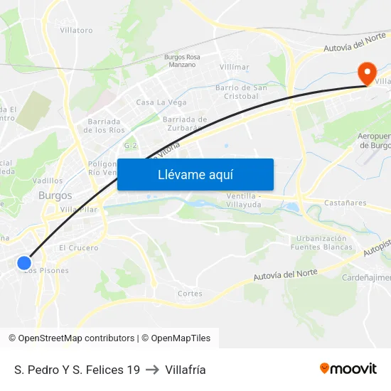S. Pedro Y S. Felices 19 to Villafría map