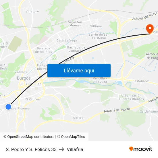 S. Pedro Y S. Felices 33 to Villafría map