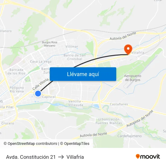Avda. Constitución 21 to Villafría map