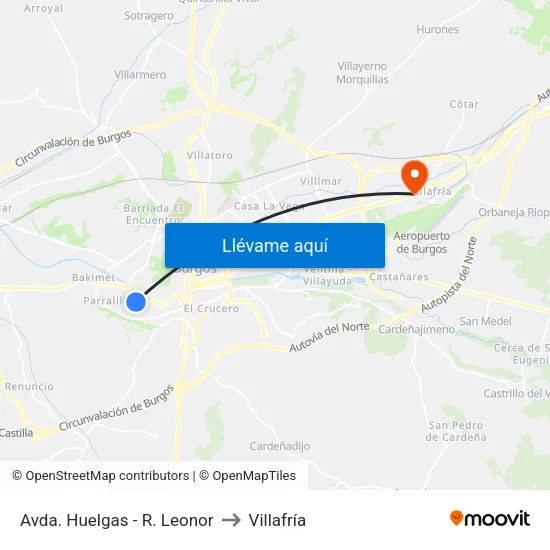 Avda.  Huelgas - R. Leonor to Villafría map