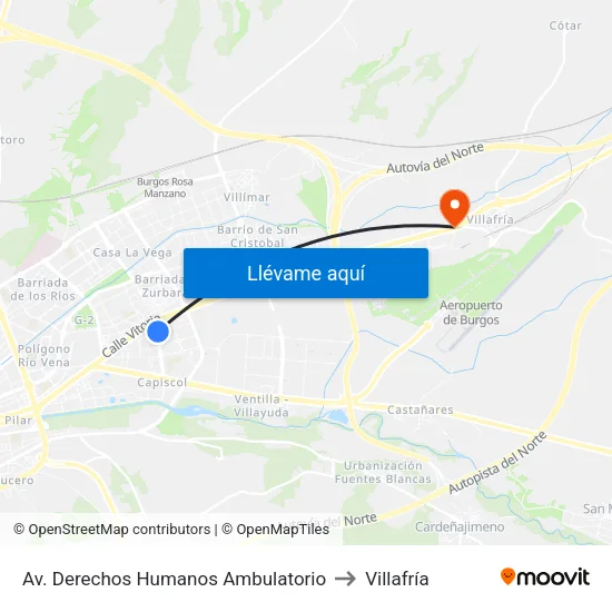 Av. Derechos Humanos Ambulatorio to Villafría map