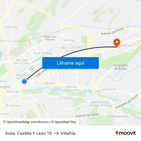 Avda. Castilla Y León 18 to Villafría map