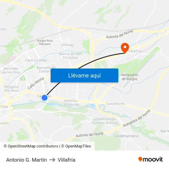 Antonio G. Martín to Villafría map