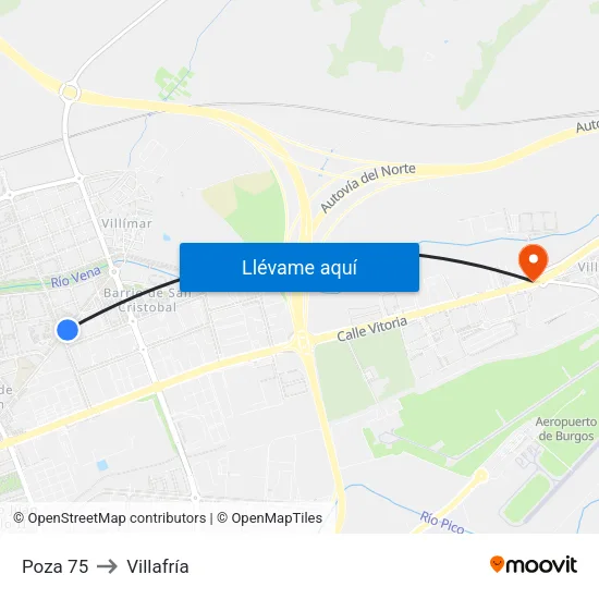 Poza 75 to Villafría map