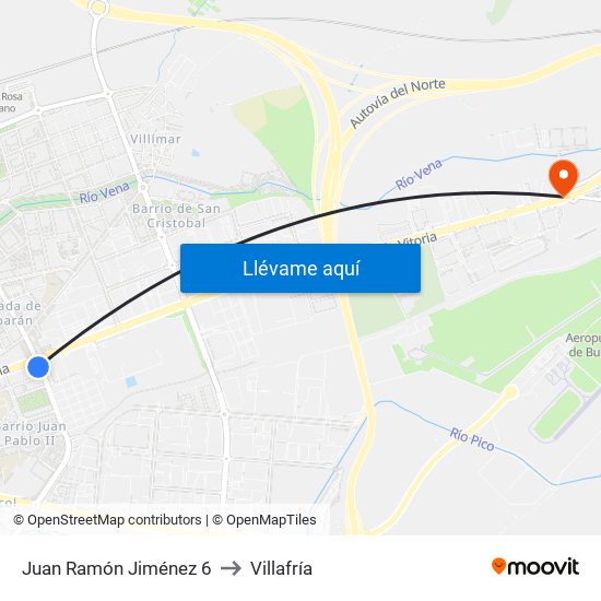 Juan Ramón Jiménez 6 to Villafría map