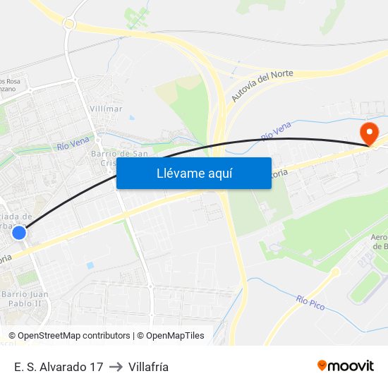 E. S. Alvarado 17 to Villafría map