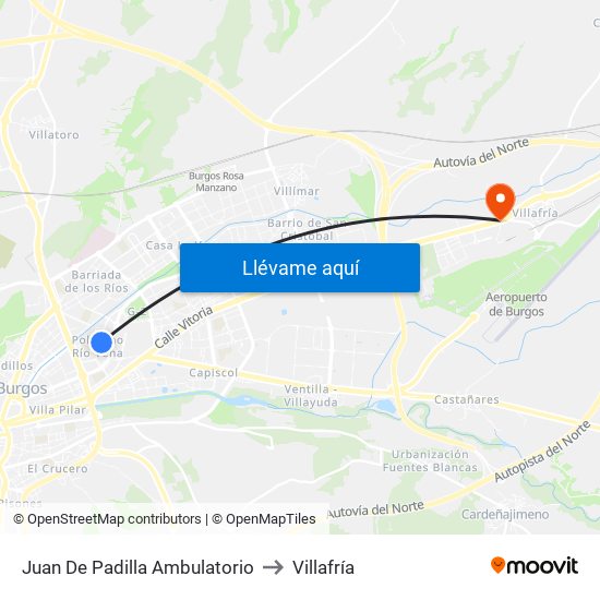 Juan De Padilla Ambulatorio to Villafría map