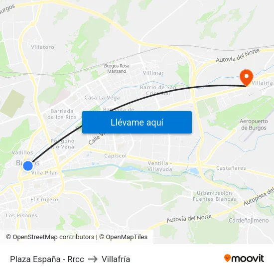 Plaza España - Rrcc to Villafría map