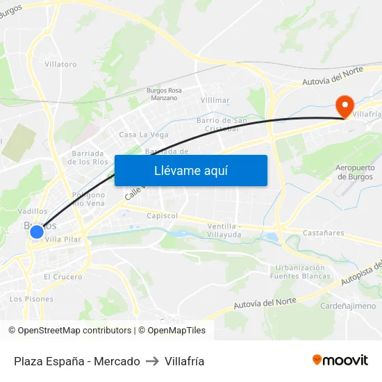Plaza España - Mercado to Villafría map