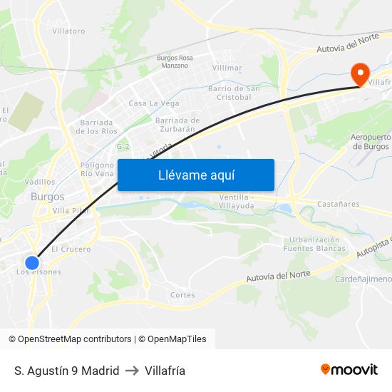 S. Agustín 9 Madrid to Villafría map