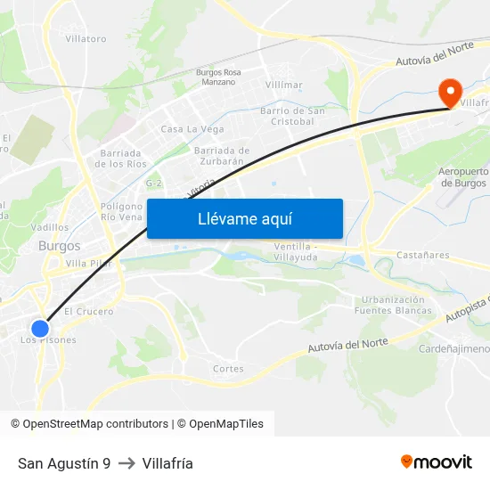 San Agustín 9 to Villafría map