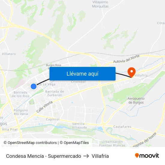 Condesa Mencía - Supermercado to Villafría map