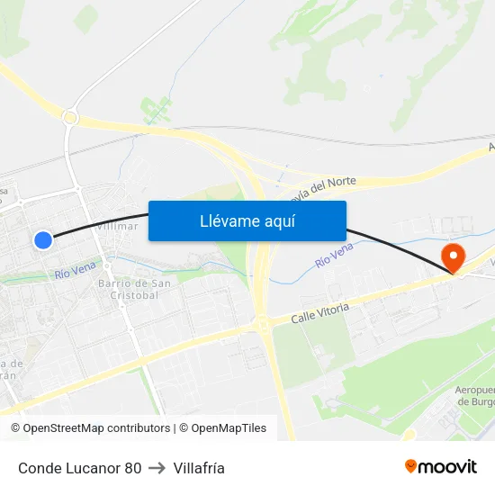 Conde Lucanor 80 to Villafría map