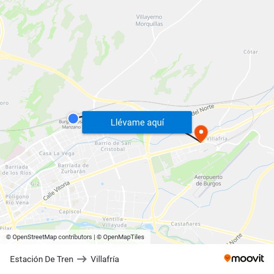 Estación De Tren to Villafría map