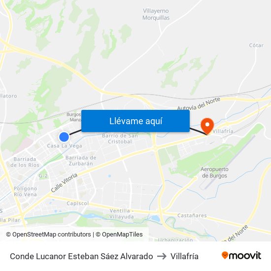 Conde Lucanor Esteban Sáez Alvarado to Villafría map