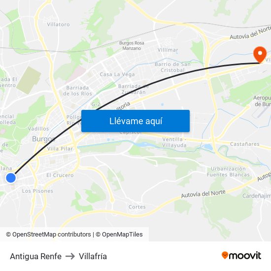 Antigua Estación to Villafría map